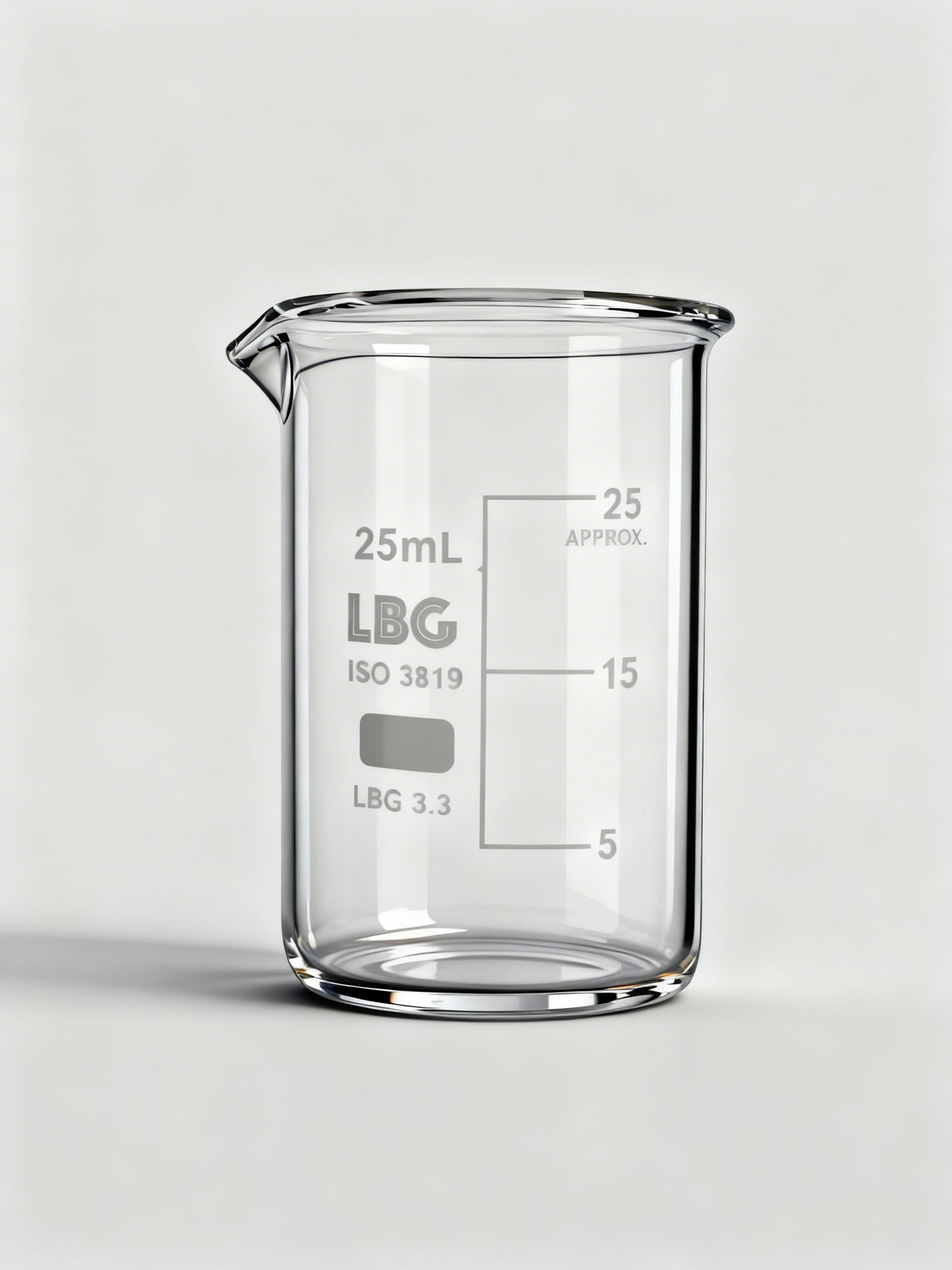 Pahar 25 ml din sticlă borosilicată cu formă joasă