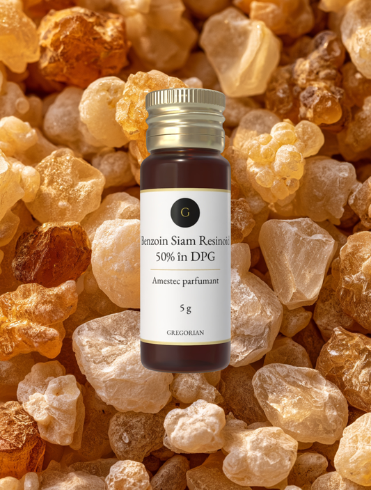 Benzoin Siam Resinoid 50% în DPG pentru parfumerie, sticluță de 5 g pe rășină de benzoin