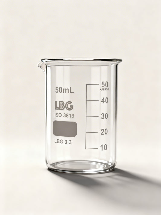 Pahar 50 ml din sticlă borosilicată cu formă joasă