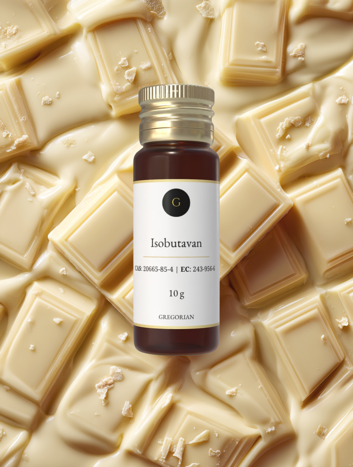Isobutavan pentru parfumerie, sticluță de 10 g pe bucăți de ciocolată albă
